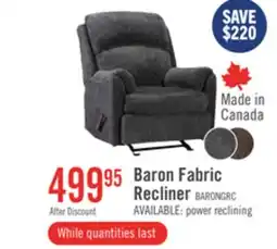 The Brick Made in Canada Baron 32 Chenille Fabric Glider Reclining Chair - Grey offer