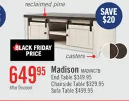 The Brick Madison 50 Rustic Coffee Table With Storage, Shelf and Casters - White Wood offer