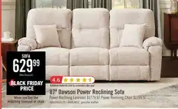 The Brick Made in Canada Dawson 87 Fabric Power Reclining Sofa with USB Port and Accent Pillows - Beige offer