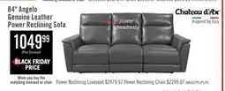The Brick Chateau dAx Angelo 84.25 Genuine Leather Power Reclining Sofa with Power Headrests - Grey offer