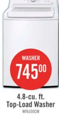 The Brick LG 4.8 Cu. Ft. Top-Load High-Efficiency Washer - White - WT6105CW offer