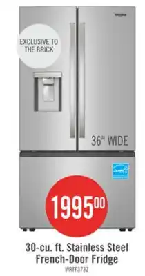 The Brick Whirlpool 36 30 Cu. Ft. French-Door Refrigerator with Dual Ice Makers - Stainless Steel - WRFF3736SZ offer