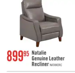 The Brick Natalie 32.5 Top-Grain Genuine Leather Pushback Reclining Chair with Wood Legs - Grey offer