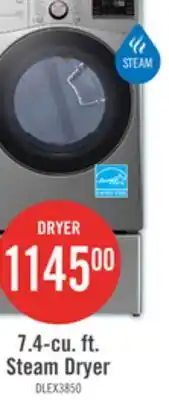 The Brick LG 7.4 Cu. Ft. Smart Electric Dryer with Steam - Graphite Steel - Stackable - DLEX3850V offer