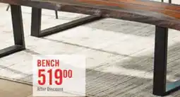 The Brick Bowery Dining Bench, Sheesham Wood, Metal, Trapizoid Base, 70W - Brown offer