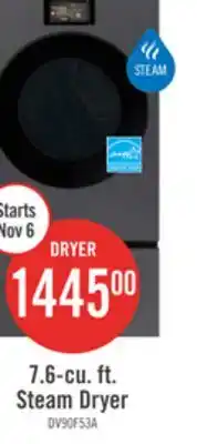 The Brick Samsung Bespoke 7.6 Cu. Ft. Electric Dryer with AI Opti Dry - Dark Steel - DV90F53AESAC offer