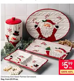 Kitchen Stuff Plus 2 PC. SET Christmas Knit Hand-Painted Serveware offer