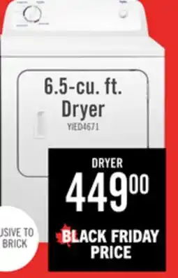 The Brick Inglis 6.5 Cu. Ft. Electric Dryer - White - YIED4671EW offer