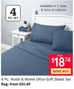 Kitchen Stuff Plus 4 Pc. Hotel & Home Ultra-Soft Sheet Set offer