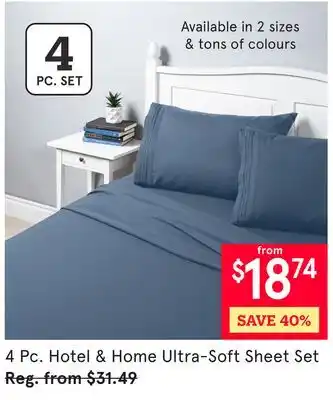 Kitchen Stuff Plus 4 Pc. Hotel & Home Ultra-Soft Sheet Set offer