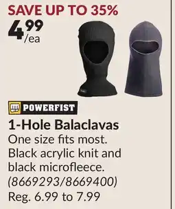 Princess Auto 1-Hole Balaclavas offer