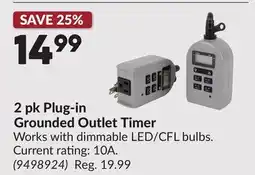 Princess Auto 2 pk Plug-in Grounded Outlet Timer offer