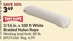 Princess Auto 3/16 in. x 100 ftWhite Braided Nylon Rope offer