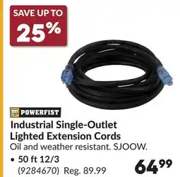 Princess Auto 50 ft 12/3 Industrial Single-Outlet Lighted Extension Cords offer