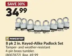 Princess Auto 8 pk 2 in. Keyed-Alike Padlock Set offer