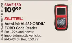 Princess Auto AutoLink AL439 OBDII/ EOBD Code Reader offer