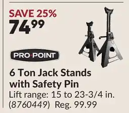 Princess Auto Pro.Point 6 Ton Jack Stands with Safety Pin offer