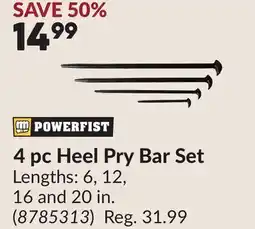 Princess Auto 4 pc Heel Pry Bar Set offer