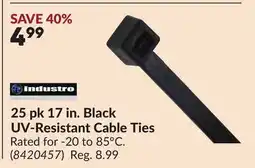 Princess Auto 25 pk 17 in. Black UV-Resistant Cable Ties offer