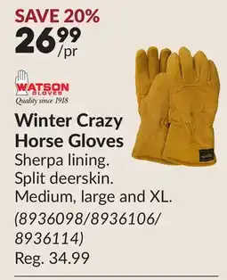 Princess Auto Winter Crazy Horse Gloves offer