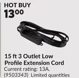 Princess Auto 15 ft 3 Outlet Low Profile Extension Cord offer