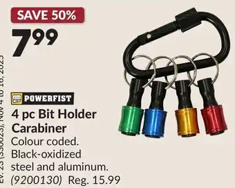 Princess Auto 4 pc Bit Holder Carabiner offer