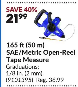 Princess Auto 165 ft(50 m) SAE/Metric Open-Reel Tape Measure offer