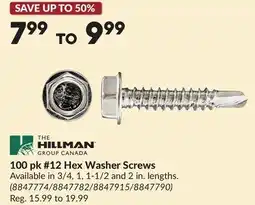 Princess Auto 100 pk #12 Hex Washer Screws offer