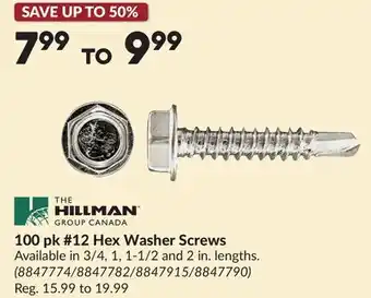 Princess Auto 100 pk #12 Hex Washer Screws offer