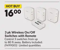 Princess Auto 3 pk Wireless On/O Switches with Remote offer