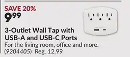 Princess Auto 3-Outlet Wall Tap with USB-A and USB-C Ports offer