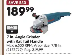 Princess Auto BOSCH 7 in. Angle Grinder with Rat Tail Handle offer