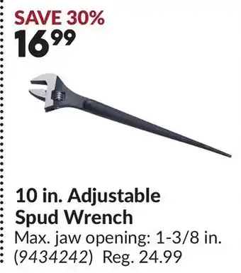 Princess Auto 10 in. Adjustable Spud Wrench offer