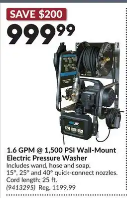 Princess Auto 1.6 GPM @ 1,500 PSI Wall-Mount Electric Pressure Washer offer