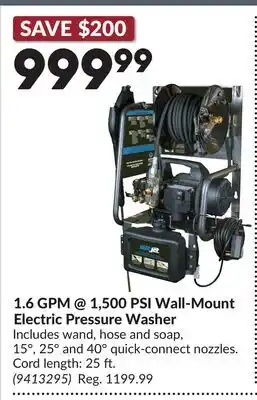 Princess Auto 1.6 GPM @ 1,500 PSI Wall-Mount Electric Pressure Washer offer