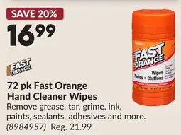 Princess Auto 72 pk Fast Orange Hand Cleaner Wipes offer