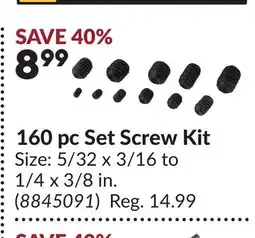 Princess Auto 160 pc Set Screw Kit offer