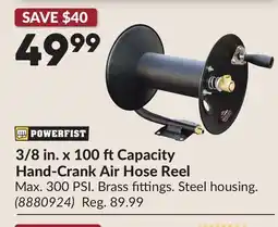 Princess Auto 3/8 in. x 100 ftCapacity Hand-Crank Air Hose Reel offer