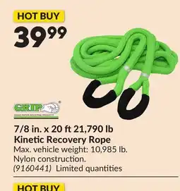 Princess Auto GRIP 7/8 in. x 20 ft21,790 lb Kinetic Recovery Rope offer