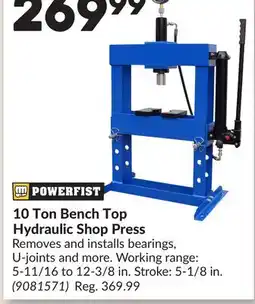 Princess Auto 10 Ton Bench Top Hydraulic Shop Press offer