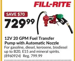 Princess Auto 12V 20 GPM Fuel Transfer Pump with Automatic Nozzle offer