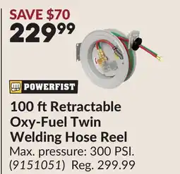 Princess Auto 100 ftRetractable Oxy-Fuel Twin Welding Hose Reel offer