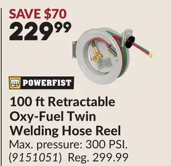 Princess Auto 100 ftRetractable Oxy-Fuel Twin Welding Hose Reel offer