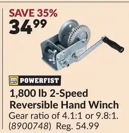 Princess Auto POWERFIST 1,800 lb 2-Speed Reversible Hand Winch offer