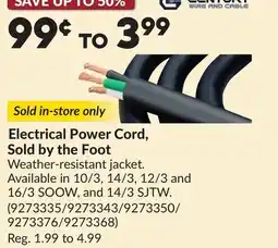 Princess Auto Sold in-store only Electrical Power Cord offer