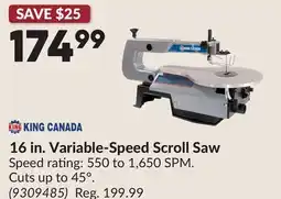 Princess Auto 16 in. Variable-Speed Scroll Saw offer