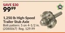 Princess Auto CTD 9999 1,250 lb High-Speed Trailer Stub Axle offer