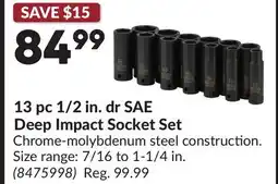 Princess Auto 13 pc 1/2 in. dr SAE Deep Impact Socket Set offer