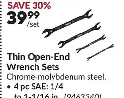 Princess Auto Thin Open-End Wrench Sets offer