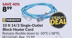 Princess Auto 10 ft14/3 Single-Outlet Block Heater Cord offer